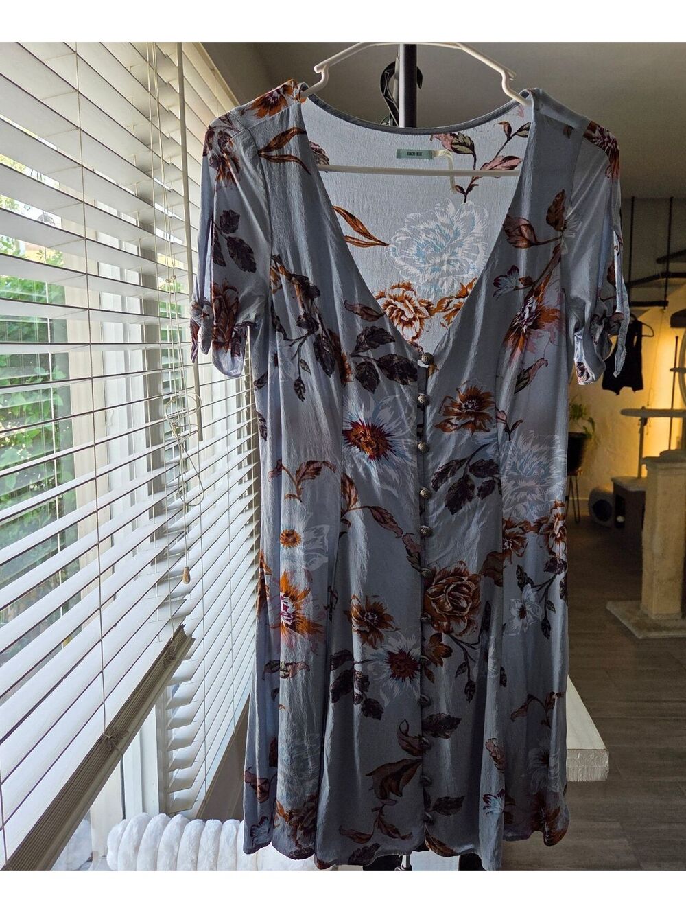 Kimchi Blue Floral Button Front Viscose Dress XS
